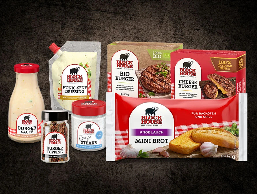 Sieben verschiedenen Block House Produkte