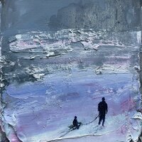 Corinna Weiner Spaziergang mit Schlitten, Öl auf Leinwand 2025 Corinna Weiner Spaziergang mit Schlitten, Öl auf Leinwand 2025