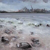 Uta Masch, Auszeit, 60x50 cm, Öl auf Leinwand, 2024 Uta Masch, Auszeit, 60x50 cm, Öl auf Leinwand, 2024