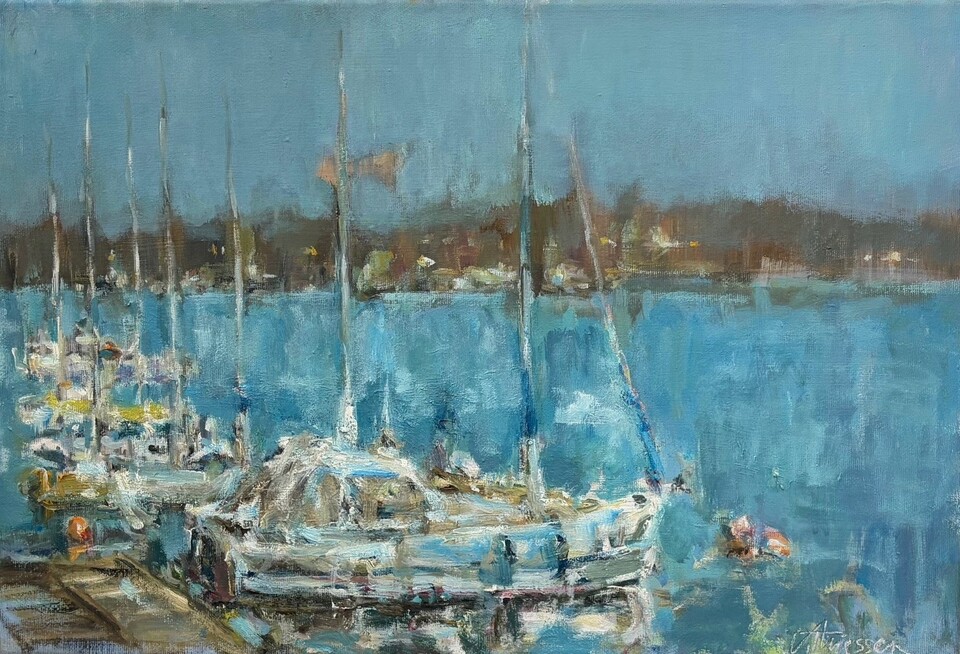 Vivien Thiessen, Hafenruhe, 40x60 cm, Öl-Acryl Mischtechnik, 2025