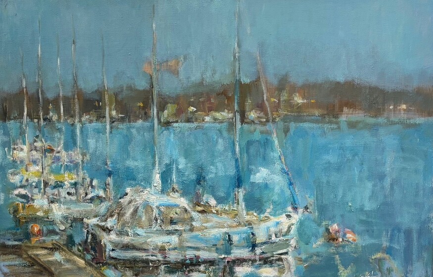 Vivien Thiessen, Hafenruhe, 40x60 cm, Öl-Acryl Mischtechnik, 2025