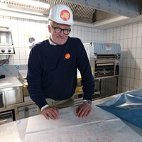 Geschäftsführer Sven Freystatzky auf Baustellenvisite im JB Rostock, quer